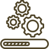 Icono de engranajes en movimiento